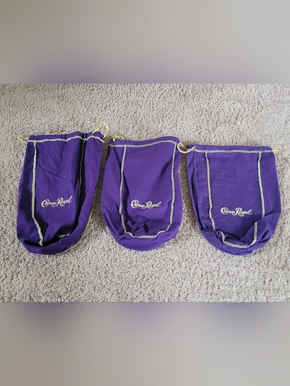 Lot of Three Crown Royal Purple Bottle Bags